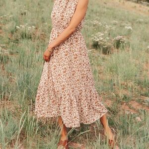 Hayden Flora High Neck Tiered Maxi dress, size Large